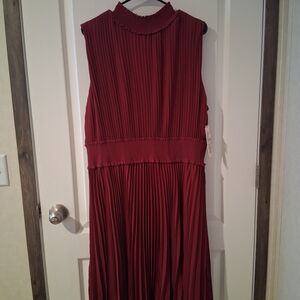 Nanette Lepore Burgundy Pleated Dress